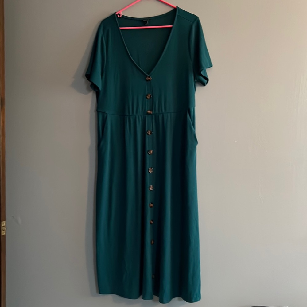 Torrid Size 1 green ribbed dress **with pockets**